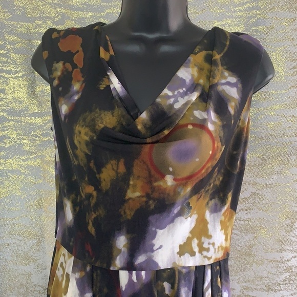 Calvin Klein black/purple Sleeveless geometric pattern sheath dress size 2 - Picture 3 of 11